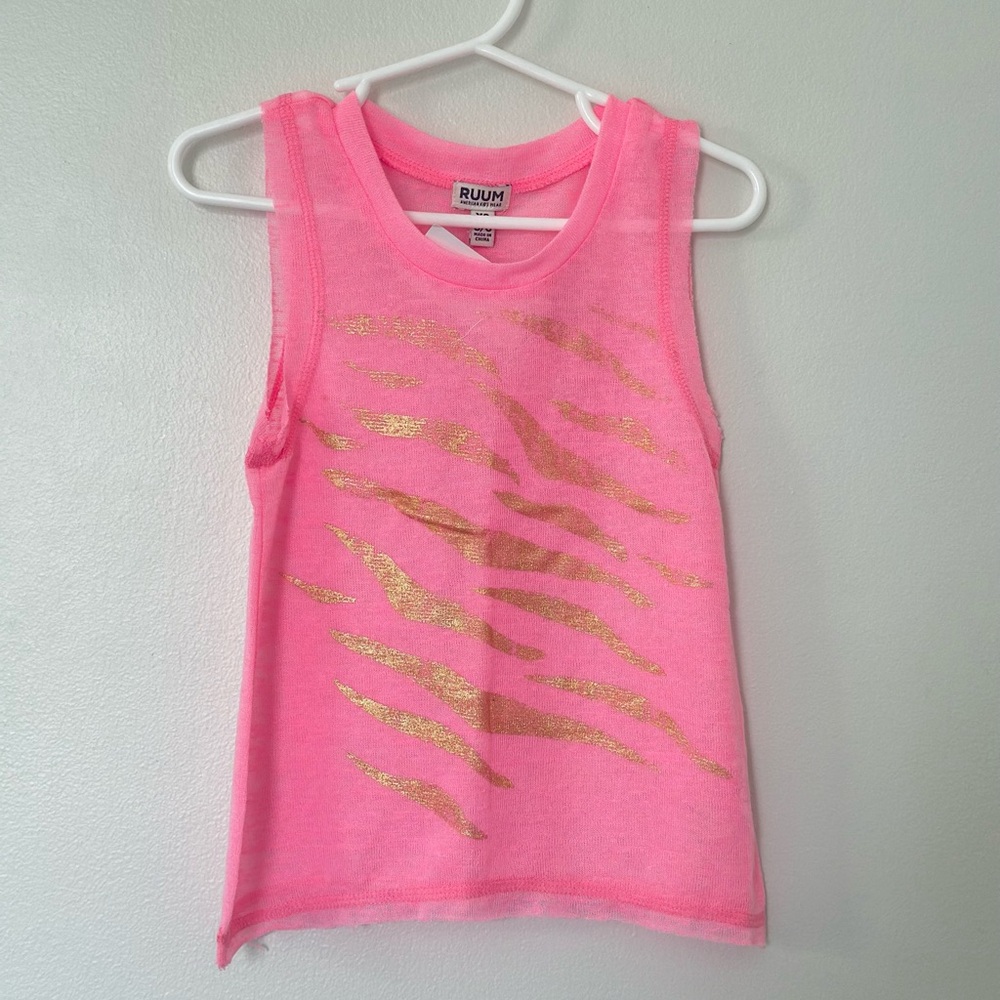 Ruum Vibrant Pink Tank Top with Gold Accents